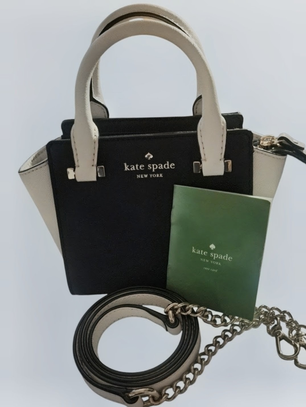 Kate Spade New York Hayden Saffiano Leather Crossbody Mini 2-Tone Black White
